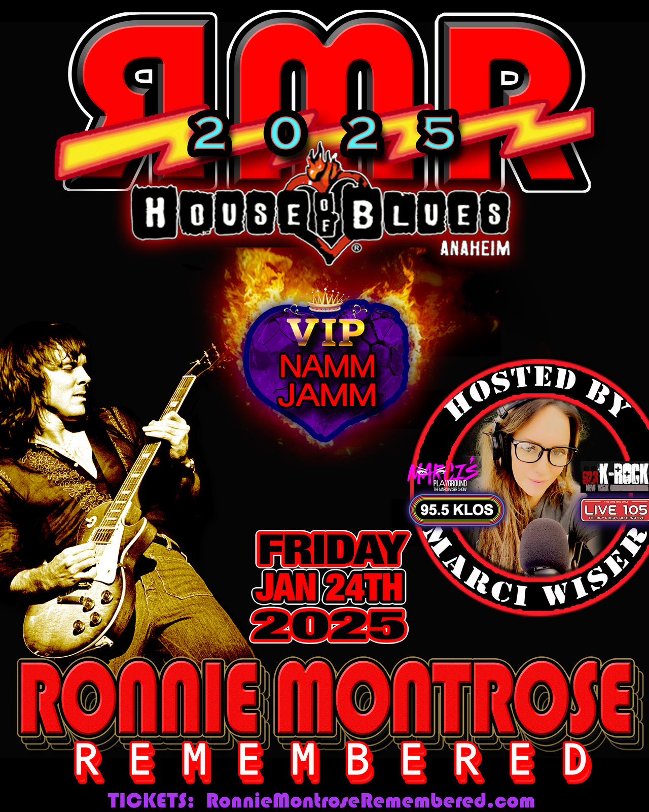Ronnie Montrose, NAMM 2025, Anaheim, House of Blues, Rock Concert, Tribute Concert, Iconic Guitarist, Rock Legends, David Ellefson, Keith St John, Marci Wiser, Sweet Relief Musicians Fund, Tickets, Music Event, Live Music