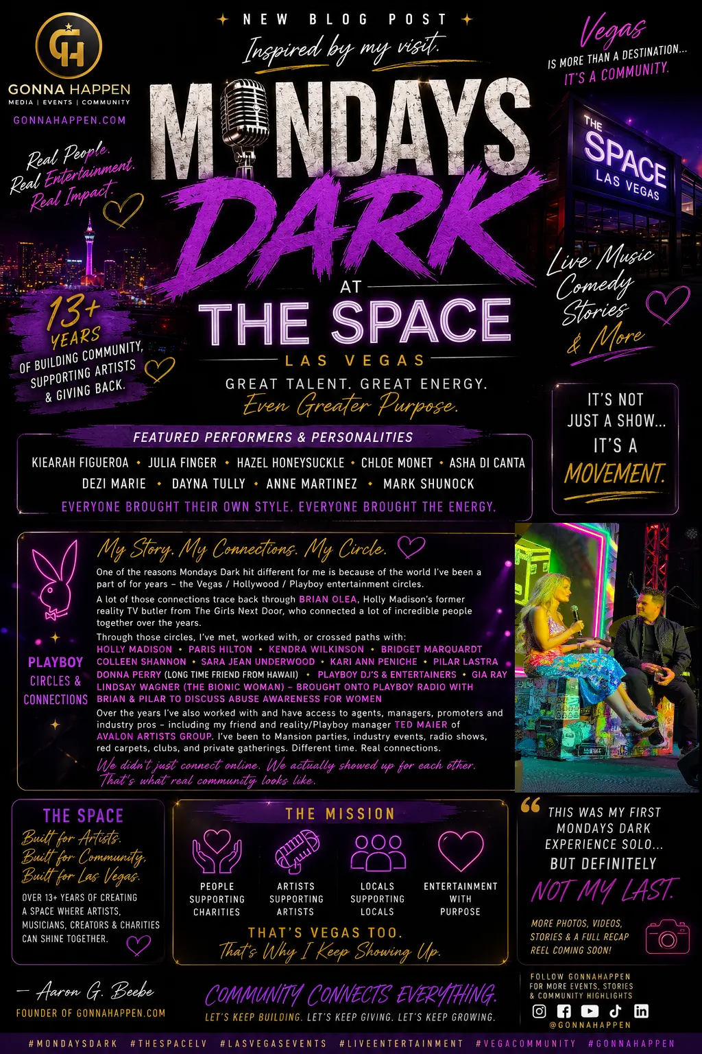 Mondays Dark at The Space — Holly Madison, Mark Shunock – Vegas Stories – Community Impact by Aaron G Beebe @ Gonnahappen